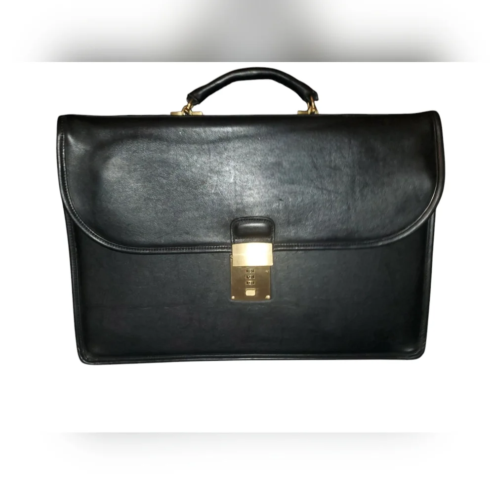Vintage COACH Diplomat Attache Black Leather Briefcase/Messenger Bag